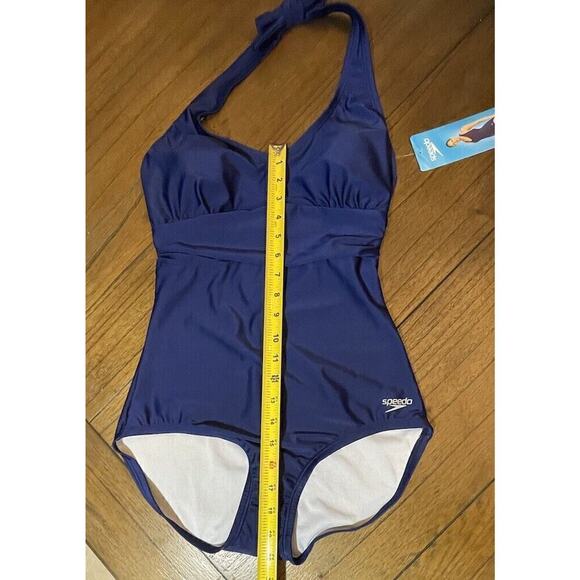 Speedo Ladies' 1-piece Halter Swim Suit Swimsuit, Blue, Halter Size medium - Picture 9 of 16